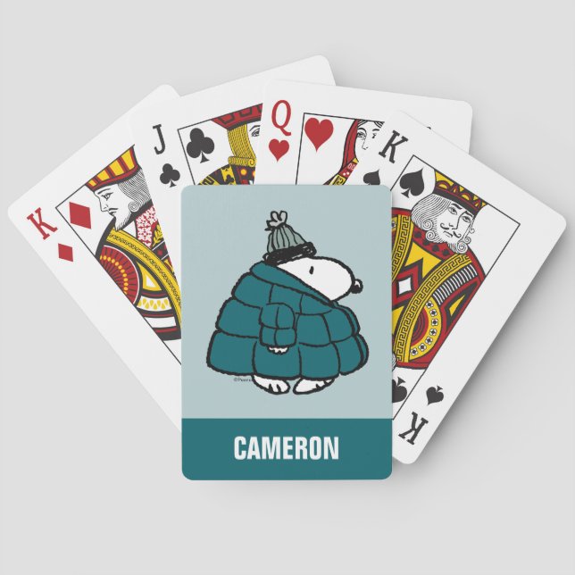 Uppspelningskort för Snoopy Winter Puffer Jacka Casinokort (Baksidan)