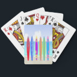 Uppspelningskort för surfingbrädor spelkort<br><div class="desc">De här surfbrädorna Beach Classic Speling Cards har en strandbakgrund med sand, hav och himmel, 6 färgdekorerade surfingbrädor. Perfekt för en unik födelsedagspresent, bröllopsförmån eller för att stilisera din pokerturnering i hemmet som ett klipp över resten. Underbar gåva till surfare i ditt liv. Matcha det med våra surfboard Beach Poker...</div>