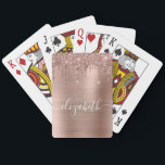 Uppspelningskort Glitter Ro Guld Monogram Casinokort<br><div class="desc">elegant i anpassningsbar och kort för grå spel med ro guld faux glitter som droppar mot en ro-guld-fack för metallfolie. Monogram med ditt namn i ett snyggt vitt skript med dekortecken.</div>