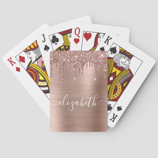 Uppspelningskort Glitter Ro Guld Monogram Casinokort (Baksidan)