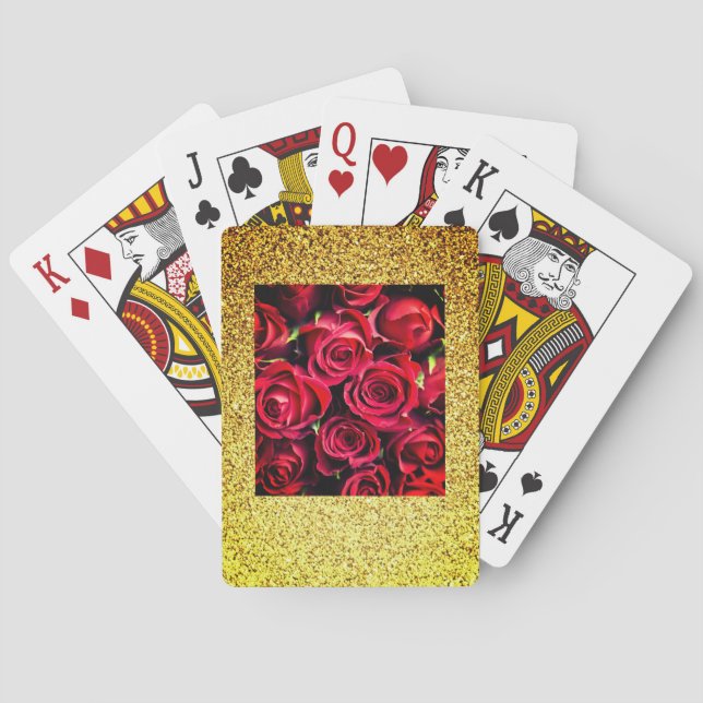 Uppspelningskort i röd ros casinokort (Baksidan)