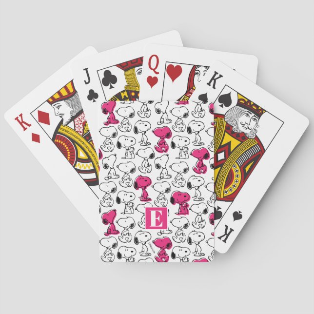 Uppspelningskort i Snoopy Black & Magenta Mönster Casinokort (Baksidan)