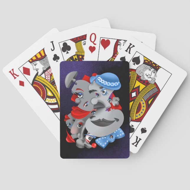 Uppspelningskort i Surreal Puzzle Ansikte Casinokort (Baksidan)