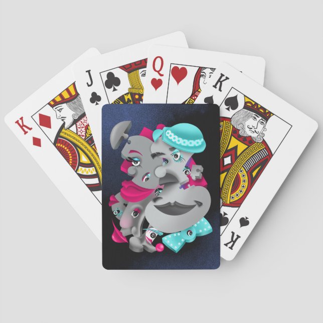 Uppspelningskort i Surreal Puzzle Ansikte Casinokort (Baksidan)