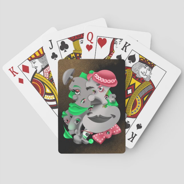 Uppspelningskort i Surreal Puzzle Ansikte Casinokort (Baksidan)