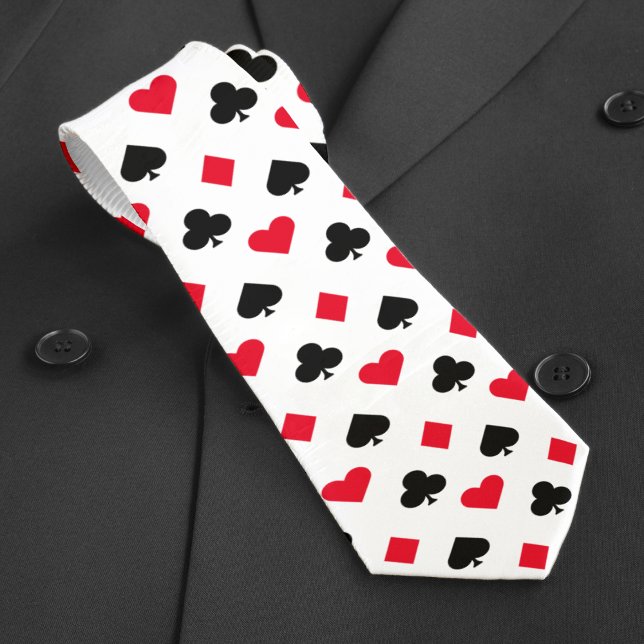 Uppspelningskort Kostym Mönster White Slips (Playing Card Suit Pattern White Neck Tie
)