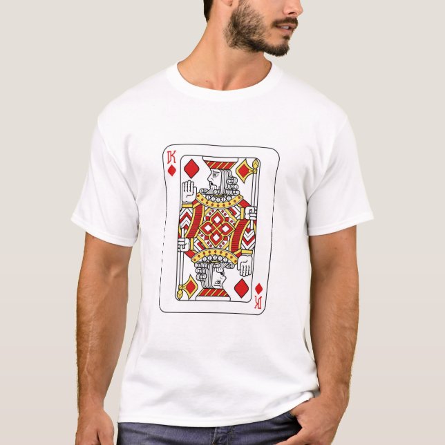 Uppspelningskort Kung av diamanter Röd Gult och sv T Shirt (Framsida)