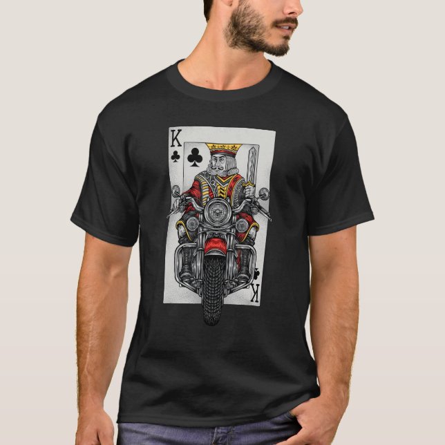 Uppspelningskort Kung Riding A Road Motorcle 1 T Shirt (Framsida)