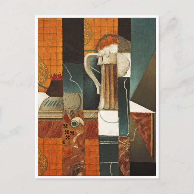 Uppspelningskort och glas av Juan Gris Vykort (Framsida)