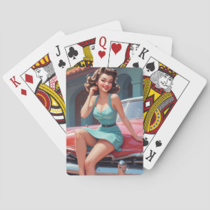 Uppspelningskort, Pokerkort, Pin-up, Brunette Casinokort