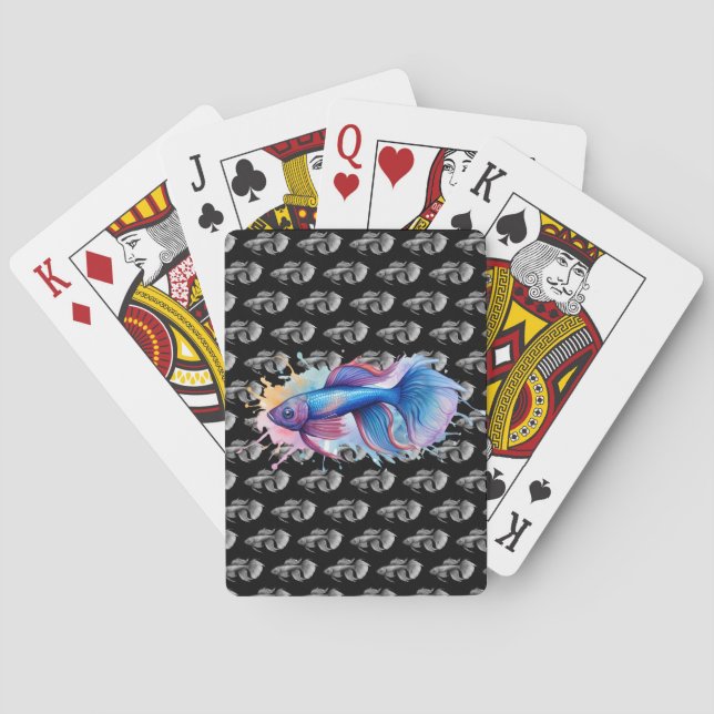 Uppspelningskort - Vattenfärgsserie: Betta Fish Casinokort (Baksidan)