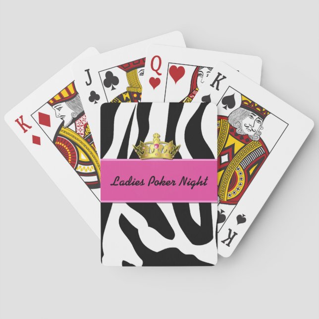 Uppspelningskort zebra tryck & Krona Dam Kortlek (Baksidan)