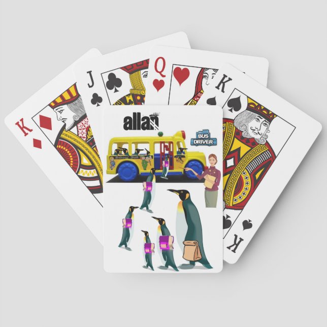 Uppspelningskortet Dekk Penguin School Buss-drivru Casinokort (Baksidan)
