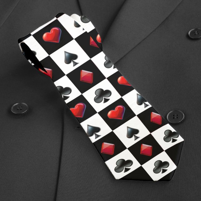 Uppspelningskortet Kostym i Mönster Slips (Casino Playing Card Suit Checkerboard Pattern Neck Tie
)