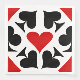 Uppspelningskortsymboler för rött, svart och vitt  pappersservett