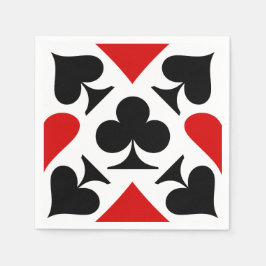 Uppspelningskortsymboler för rött, svart och vitt  pappersservett