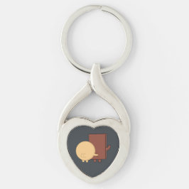 Uppspelningsläge för Choco och pancake Twisted Heart Silverfärgad Nyckelring