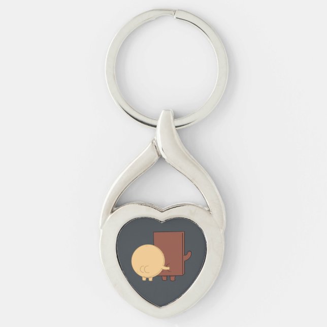 Uppspelningsläge för Choco och pancake Twisted Heart Silverfärgad Nyckelring (Framsidan)