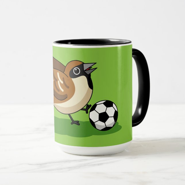 Uppspelningslist för Cute Tecknad Sparrow Mugg (Framsida höger)