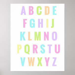 Uppspelningsrum Brev Alphabet Pastel Rainbow Poster