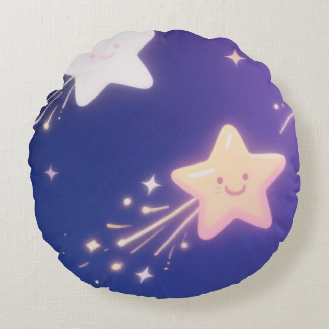 Uppspelningsstjärnor Mönster,Glowing Celestial Rund Kudde (Framsidan)