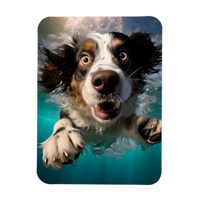 Uppspelt Hund Simmar Under Vatten Design Magnet (Vertikal)