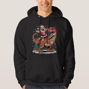 Uppspelt Santa-ödla på juldino Hoodie