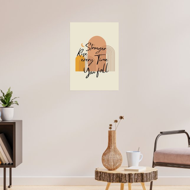 Uppstå Starkare Inspirerande Modern Boho Textkonst Poster (Vardagsrum 3)