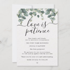 Uppställd ändring av planer Eucalyptus bröllop Meddelande