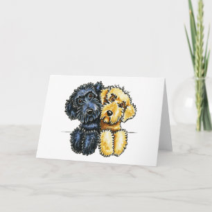 Uppställd Labradoodles svartgult Kort