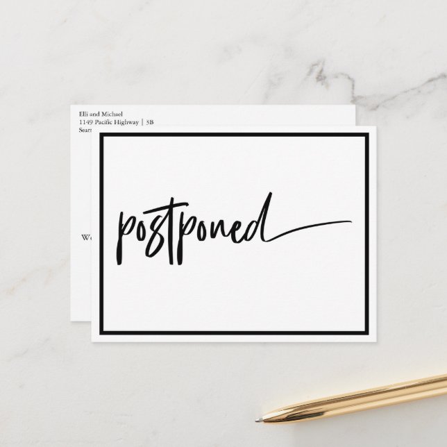 Uppställt Bröllop Svart Vitt Modernt Meddelande Vykort (Fram/Back In Situ)