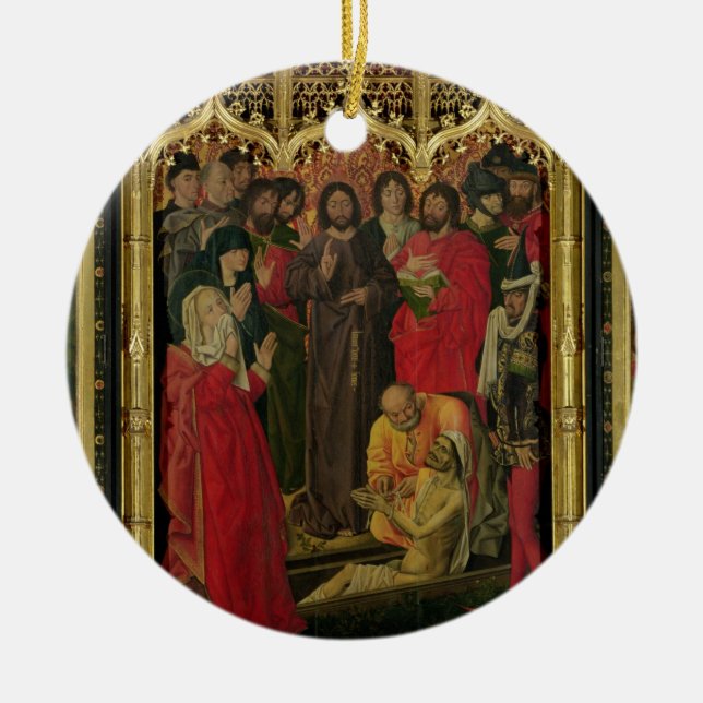 Uppståndelse av den Lazarus triptychen; Lyfta av L Julgransprydnad Keramik (Framsidan)