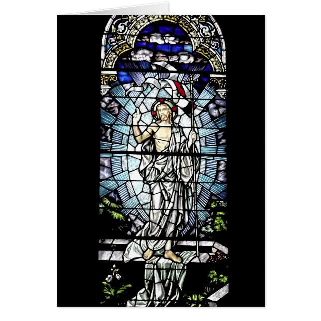 Uppståndelse av det Jesus målat glassfönstret Hälsningskort (Framsidan)