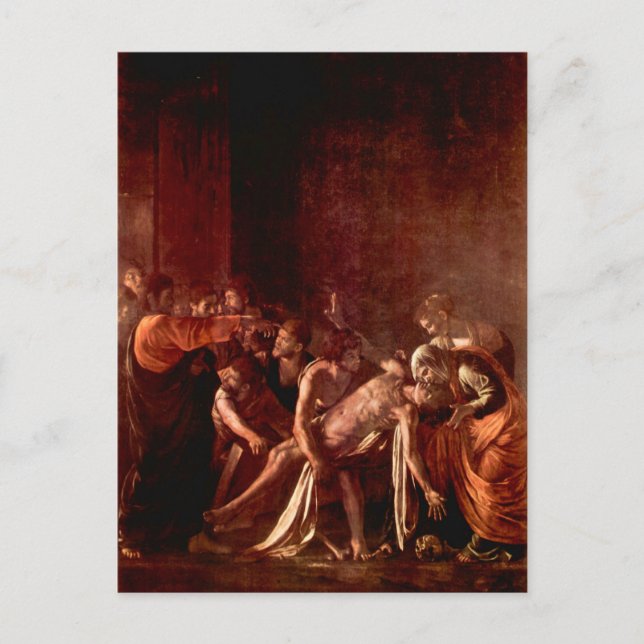 Uppståndelse av Lazarus vid Caravaggio Vykort (Framsida)