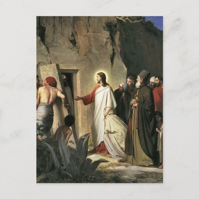 Uppståndelsen av Lazarus av Carl Bloch Vykort (Framsida)