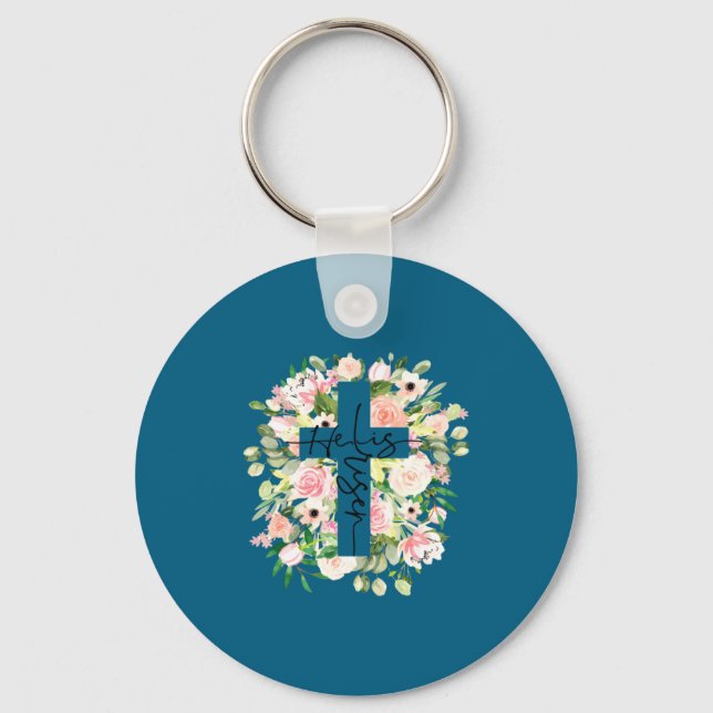 Uppstånden Jesus Kristendomen Glad Bibeldesign Nyckelring (Framsida)