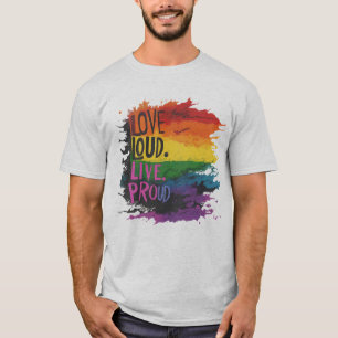Uppstressad regnbåge flagga kärlek, högljudd, LGBT T Shirt