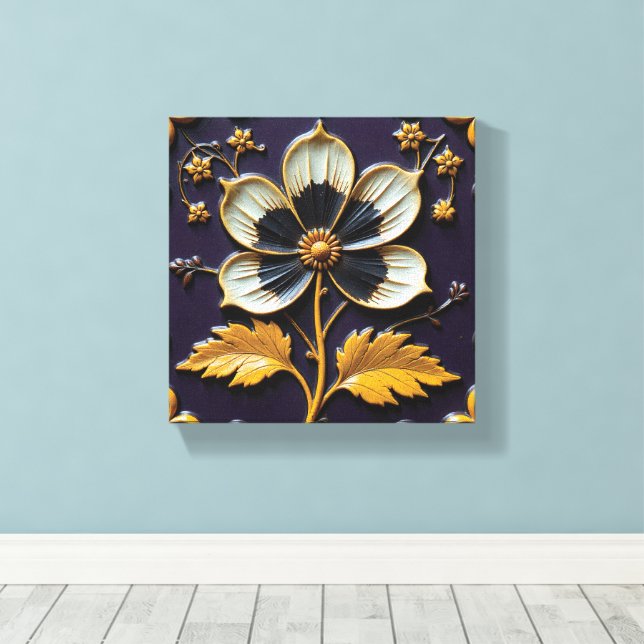 Uppstudsigt blomster söker solen canvastryck (Insitu (trägolv))