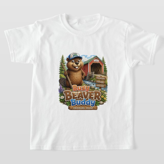 Uppsysselsatt Bäverkompis T-Shirt för barn i Fryeb (Laydown)