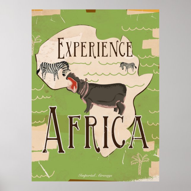 Upptäck Afrika Vintage Resaaffisch Poster (Framsidan)