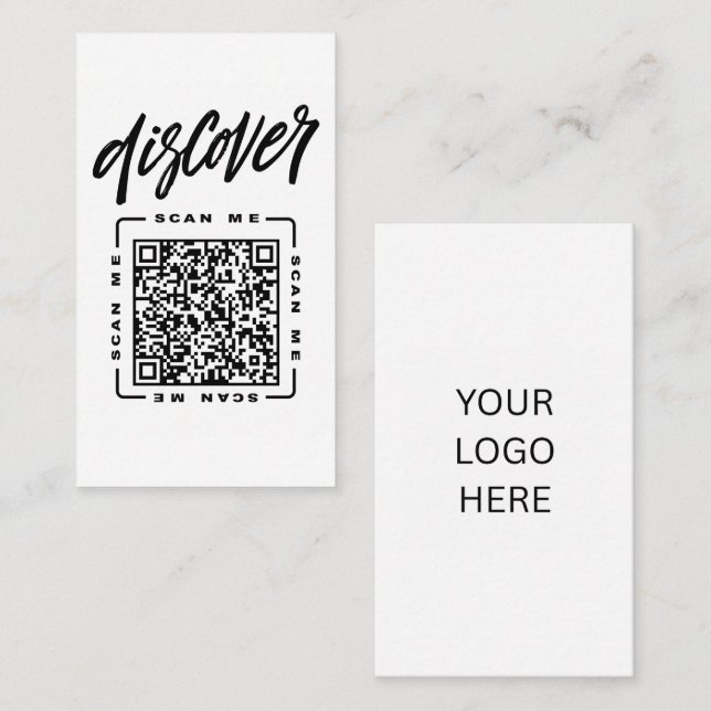 Upptäck  | Anpassningsbar QR-kod & Logotypmall Visitkort (Fram/baksida)
