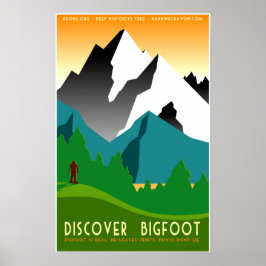 Upptäck Bigfoot i färgfulla berg Poster