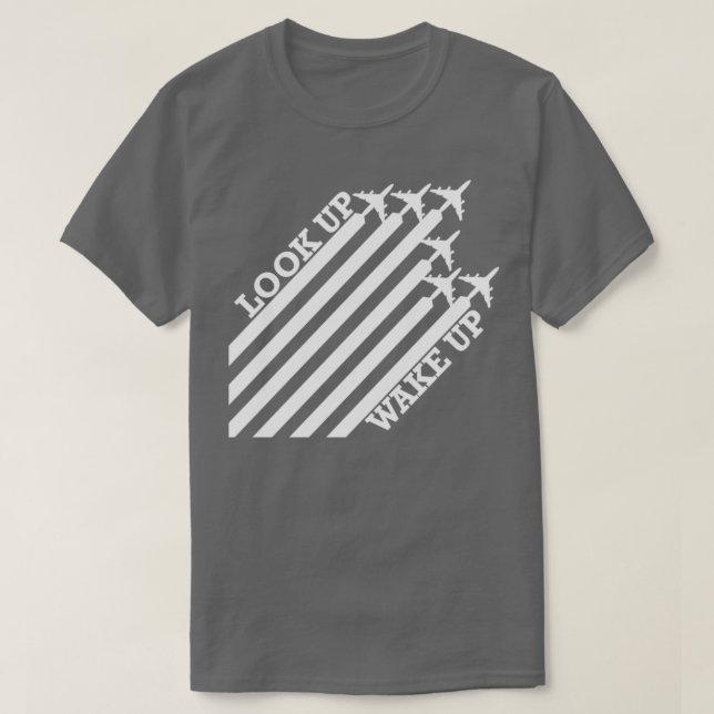 Upptäck chemtrails diagonal flygplan WHITE T Shirt (Design framsida)
