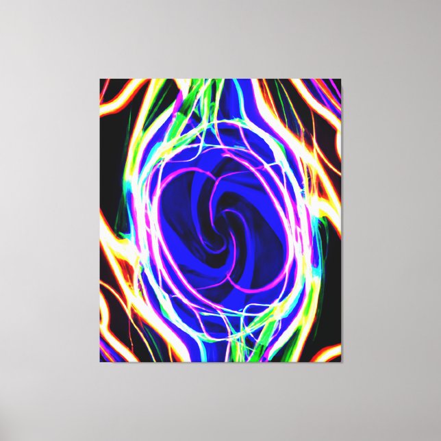 Upptäck ditt space med Neon Mönster Canvastryck (Framsida)