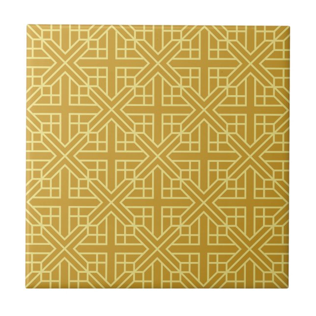 Upptäck Eleganta Geometriska Mönster med Guldlinje Kakelplatta (Framsidan)