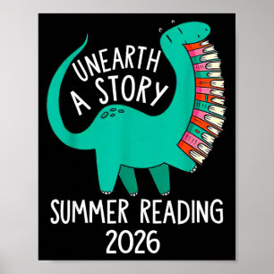 Upptäck en berättelse sommarläsning 2026 dinosauri poster