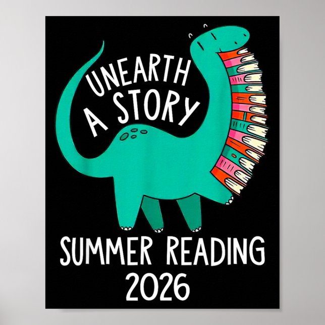 Upptäck en berättelse sommarläsning 2026 dinosauri poster (Framsidan)