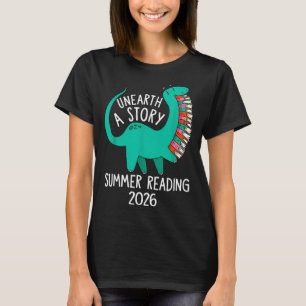 Upptäck en berättelse sommarläsning 2026 dinosauri t shirt