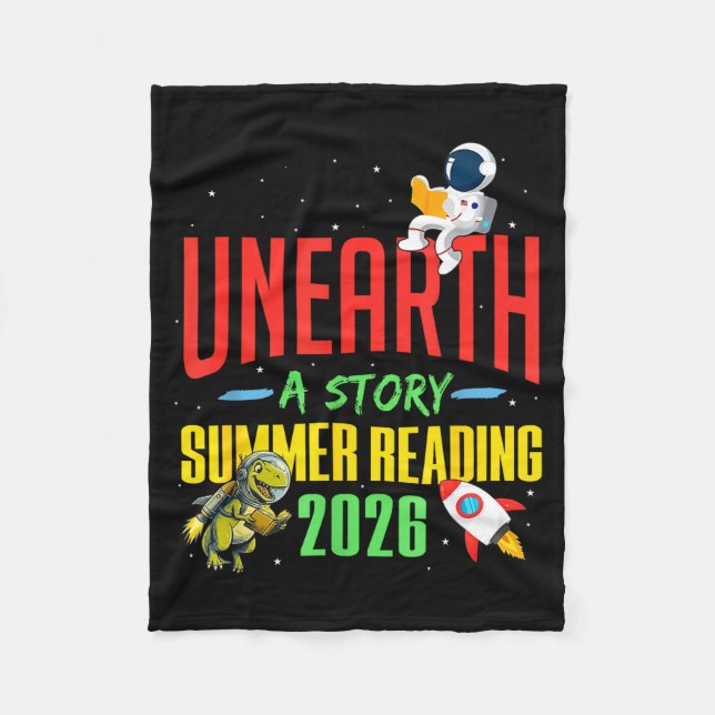 Upptäck en berättelse sommarläsningsprogram 2026 fleecefilt (Framsidan)