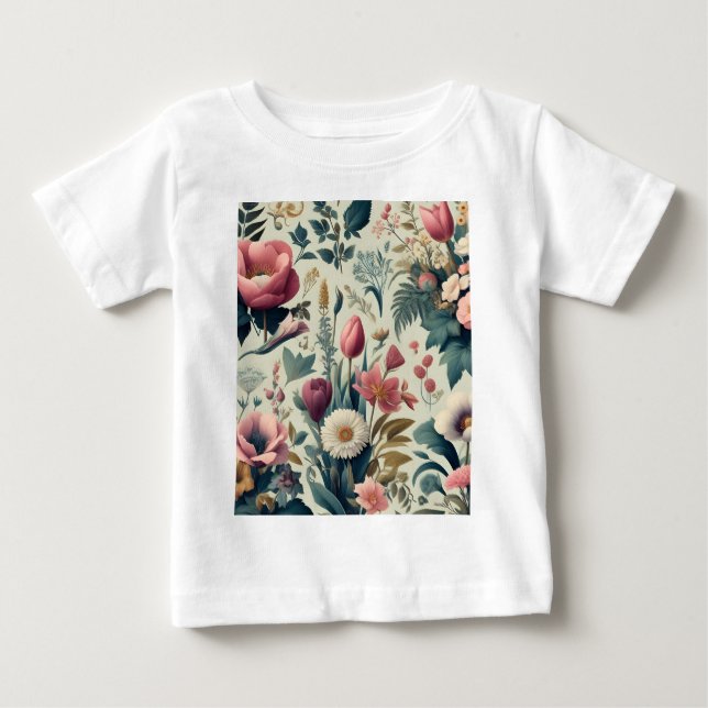 Upptäck fantastiska vårblommors botaniska mönster t shirt (Framsida)